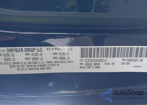 2014 Dodge Charger Police z USA, uszkodzony, nr VIN 2C3CDXAG3EH223713